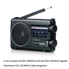 TECSUN R-305P Full-Band Radio Portable Retro Analog Dial DSP Radio, R-305P