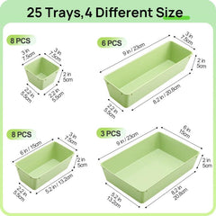 Drawer Organizer Boxes Stationery Cosmetics Miscellaneous Storage Sorting Combo Sets, 25pcs /Set
