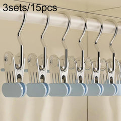 3sets/15pcs Multifunctional Portable Anti-Slip Cap Clip With Hook Non-Marked Storage Clip For Hats, Socks & Skirts