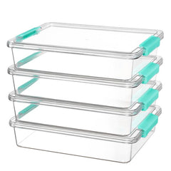 Transparent Stackable Storage Boxes With Lids Dustproof Plastic Toy Sorting Organizers, Single, 4pcs
