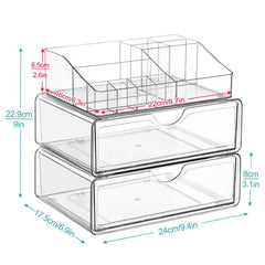 Cosmetic Transparent Desktop Storage Box, 2 Single-drawer+Makeup Rack, 4 Single-drawer+Makeup Rack, 2 Single-drawer+2 Double-drawer+Makeup Rack