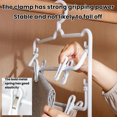 Plastic Anti-Slip 3-Layer Pants Hanger With Clips Non-Mark Hanger For Skirts, Pants, Towels & Socks