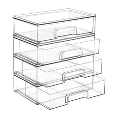 Transparent Desktop Storage Boxes Drawer-Style Storage Rack, Single, 4pcs