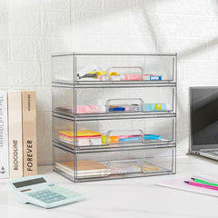 Transparent Desktop Storage Boxes Drawer-Style Storage Rack, Single, 4pcs