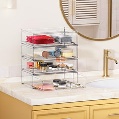Transparent Desktop Storage Boxes Drawer-Style Storage Rack, Single, 4pcs