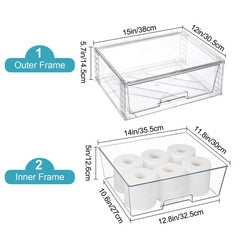 Cosmetic Transparent Storage Box PET Desktop Organizer, Single 12 inch Wide, Wide+2 Small, Wide+2 Medium+2 Small
