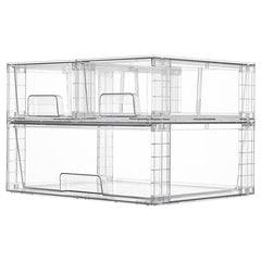 Cosmetic Transparent Storage Box PET Desktop Organizer, Single 12 inch Wide, Wide+2 Small, Wide+2 Medium+2 Small