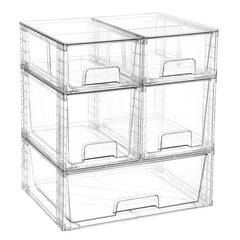 Cosmetic Transparent Storage Box PET Desktop Organizer, Single 12 inch Wide, Wide+2 Small, Wide+2 Medium+2 Small