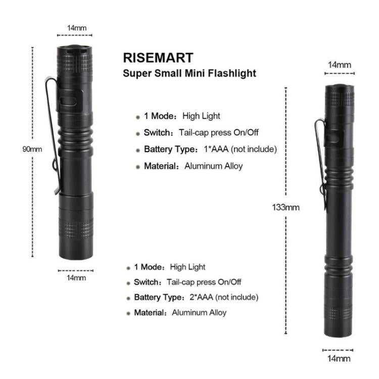 Portable Mini Flashlight Outdoor Waterproof Handheld LED Flashlight, 1 Battery White Light, 2 Battery White Light, 1 Battery Purple Light, 2 Battery Purple Light, 1 Battery Red Light, 2 Battery Red Light