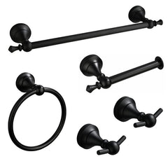 5-in-1 Bathroom Set Aluminum Towel Bar, Towel Ring, Toilet Paper Holder, Robe Hook, Modern Wall-Mounted Hardware Suite