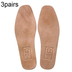 3pairs Shock-Absorbing Thickened Sweat-Absorbing Breathable Cowhide Leather Insoles, 36, 37, 38, 39, 40, 41, 42, 43, 44, 45