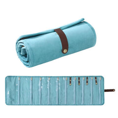 Roll-Up Velvet Jewelry Organizer Bag, Multi-Compartment Storage for Gold Necklaces, Bracelets & Accessories