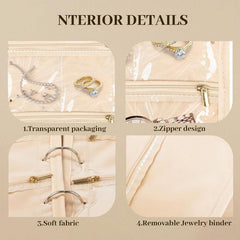 Jewelry Carry Case with 5 Clear Zipper Pages Ring Earring Necklace Organizer