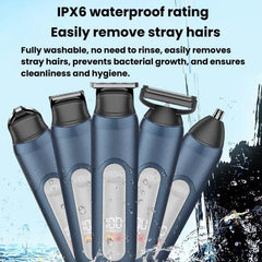YJ-102 5 In 1 Multifunctional Men Hair Trimmer With Light IPX6 Waterproof For Hair & Nose Trimming, YJ-102