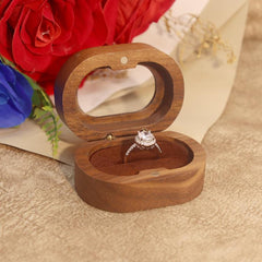 Solid Walnut Wood Jewelry Storage Box With Oval Acrylic Window For Engagement Rings, Earrings, And Accessories, Single-Slot Beige, Single-Slot Black, Single-Slot Brown, Single-Slot Coffee, Double-Slot Beige, Double-Slot Black, Double-Slot Brown        ...