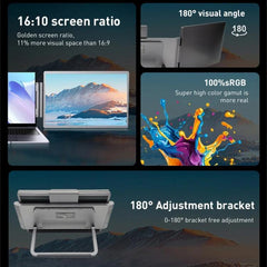 14-Inch Dual Screen Portable Monitor, Compatible With 13.3-17 Inch Laptops, Adjustable Rotation & Foldable Design, HYX-B90D
