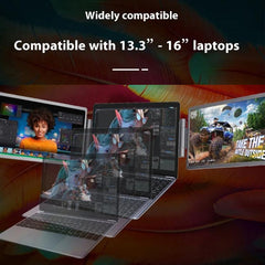 14-Inch Dual Screen Portable Monitor, Compatible With 13.3-17 Inch Laptops, Adjustable Rotation & Foldable Design, HYX-B90D