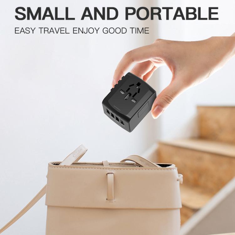 Travel Adapter 3 USB+Type-C Universal Socket Multi-Function Charger, US/EU/UK/AU Plug, 199T-3U