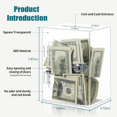 Acrylic Banknote Coin Piggy Bank With Lock