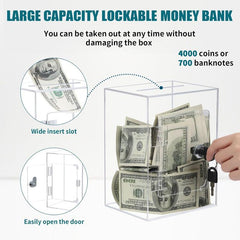 Acrylic Banknote Coin Piggy Bank With Lock