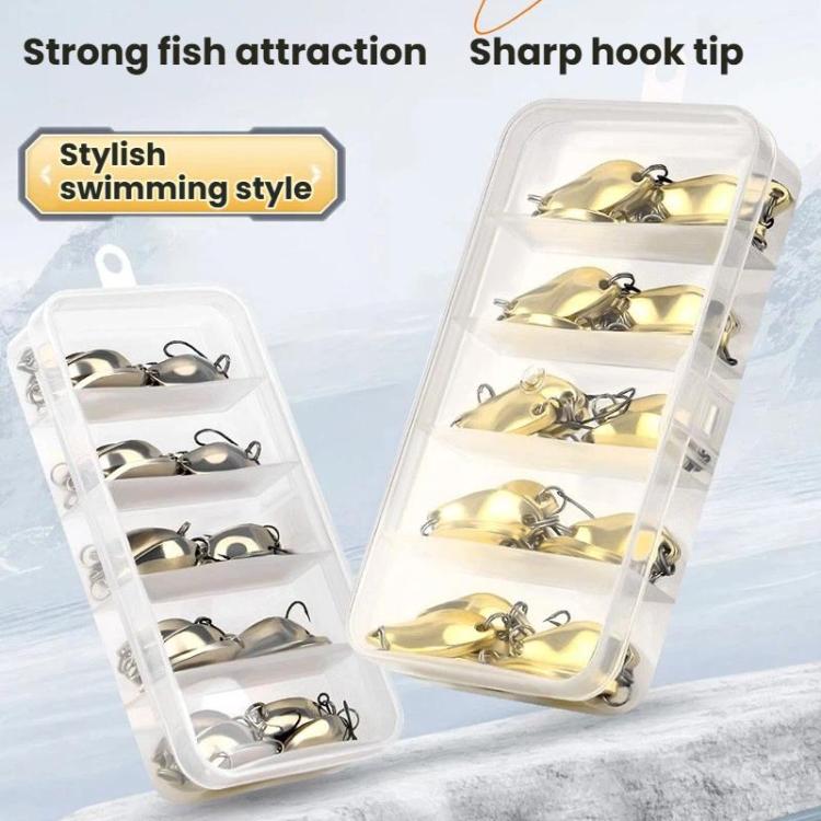 30pcs /Box Tin-plated Spinner Lure Fishing Tackle Hard Bait Bio-mimetic Spinner Lure, Gold 2.5g, Gold 3.5g, Gold 5g, Silver 2.5g, Silver 3.5g, Silver 5g
