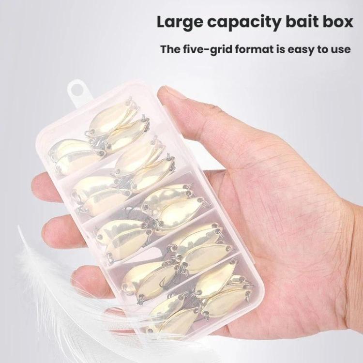 30pcs /Box Tin-plated Spinner Lure Fishing Tackle Hard Bait Bio-mimetic Spinner Lure, Gold 2.5g, Gold 3.5g, Gold 5g, Silver 2.5g, Silver 3.5g, Silver 5g