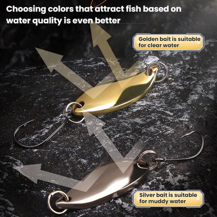 30pcs /Box Tin-plated Spinner Lure Fishing Tackle Hard Bait Bio-mimetic Spinner Lure, Gold 2.5g, Gold 3.5g, Gold 5g, Silver 2.5g, Silver 3.5g, Silver 5g