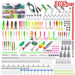Lure Set Multi-jointed Minnow Artificial Lure Crankbait Hook Fishing Tackle Tools, 385pcs /Box