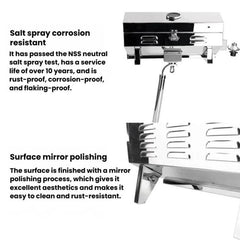 Stainless Steel Yacht BBQ Grill Outdoor Boat Grill Canister Stove, No Bracket, With Bracket