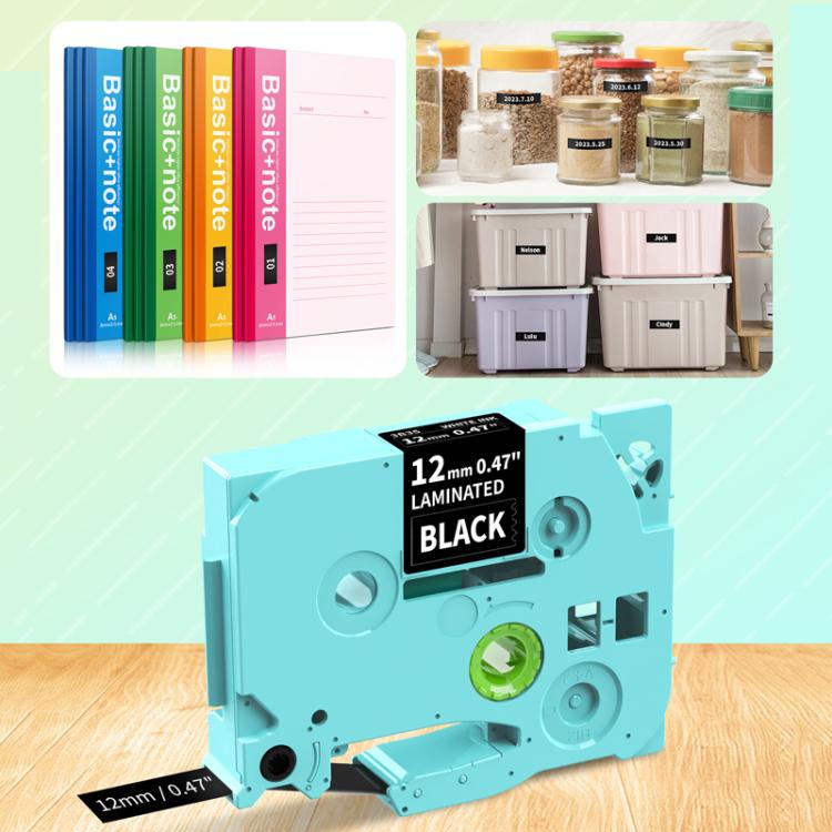 Phomemo 12mm x 8m Printer Ribbon Compatible with P3200/E1000/D1000 Label Printer, TP-BK, WH-BK, RD-BK, BL-BK, YL-BK, GN-BK, SL-BK, GD-BK, TB-BK, WH-RD, WH-BL, TP-WH, BK-WH, RD-WH, BL-WH, TB-WH