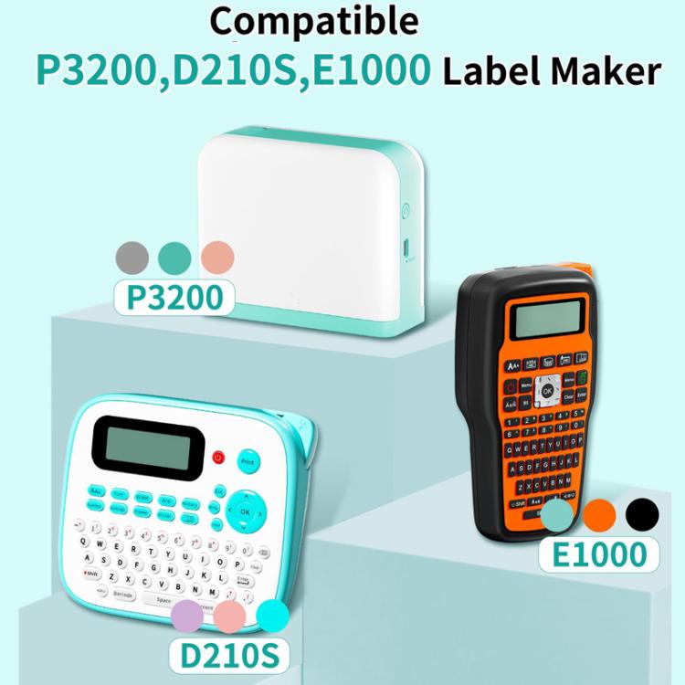 Phomemo 12mm x 8m Printer Ribbon Compatible with P3200/E1000/D1000 Label Printer, LP-BK, CBL-WH-BK, CBL-YL-BK, CBL-GN-BK, CBL-BL-BK, FL-YL-BK, FL-GN-BK