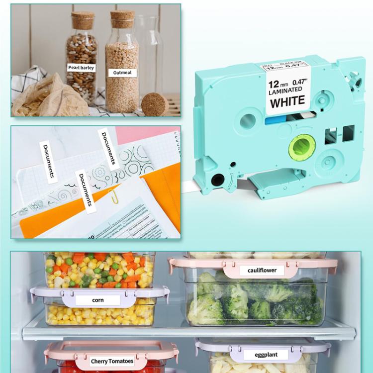 Phomemo 12mm x 8m Printer Ribbon Compatible with P3200/E1000/D1000 Label Printer, LP-BK, CBL-WH-BK, CBL-YL-BK, CBL-GN-BK, CBL-BL-BK, FL-YL-BK, FL-GN-BK