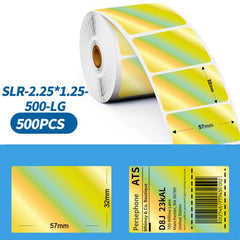 Phomemo 2.25 X 1.25 Inch Adhesive Labels For PM241-BT/PM246S/D520-BT Printer, 500pcs Laser Silver, 500pcs Laser Gold, 1000pcs White, 1000pcs Yellow, 1000pcs Pink