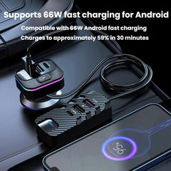YQ2 6-Port Multi-Function Car Phone Charger 66W Fast Charging Car Charger With Cable, YQ2