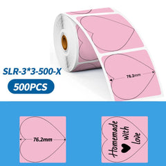 Phomemo 3-Inch 500pcs Thermal Labels For PM241-BT/PM246S/D520-BT Printer, White Bottom Blue Text, Pink Bottom Black Text, Mixed Dyes