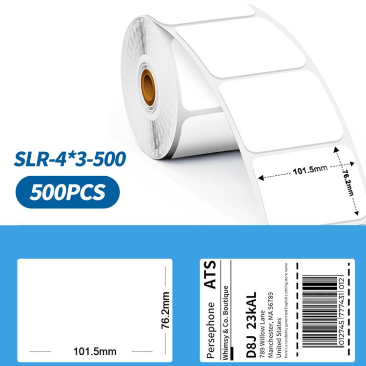 Phomemo 4x3-Inch 500pcs /Roll Thermal Label For PM241-BT/PM246S/D520-BT Printer, 4x3-Inch
