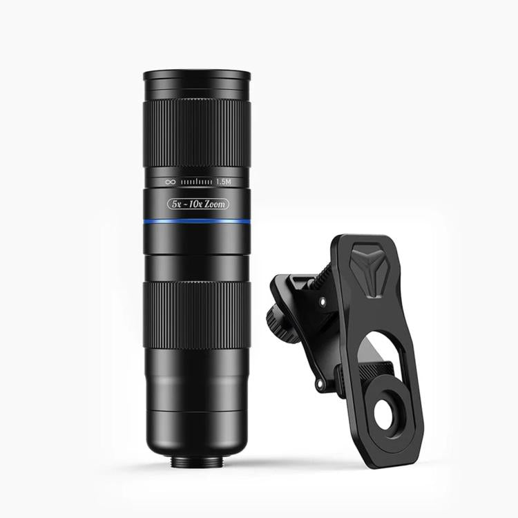 APEXEL TeleZoom 5–10X Zoom Telephoto Lens Kit for Smartphone with All-in-One Universal Clip, APL-T5-10X