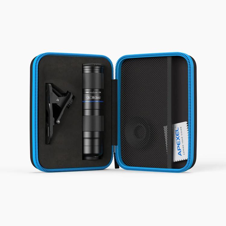 APEXEL TeleZoom 5–10X Zoom Telephoto Lens Kit for Smartphone with All-in-One Universal Clip, APL-T5-10X