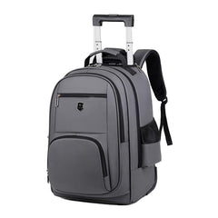 Large Capacity Wheeled Backpack for Men Carry-On Trolley Laptop Backpack with Hidden Shoulder Straps