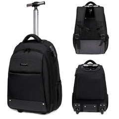 FUGUILAI Wheeled Backpack with Hideable Wheels & Straps, TSA Lock & 2-Stage Telescopic Handle Trolley Backpack for Business Travel, 8800A  Black, 8800A Deep Blue, 8800A Light Gray