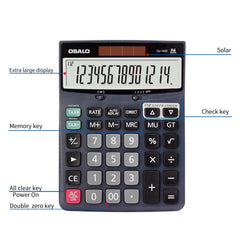 OSALO DJ-140D  Check & Correction Calculator 14 Digits with 112-Step Review Solar Power for Office Accounting and Finance, DJ-140D