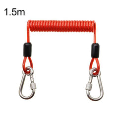 Heavy Duty Fishing Safety Rope 49-Strand Steel Cable With Locking Carabiner, 1.5m, 2m, 3m