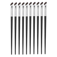 10pcs Angled Ultra-Fine Eyeliner Brush Aegyo-Sal Detail Makeup Brush, Sickle Black, Sickle Brown, Blade