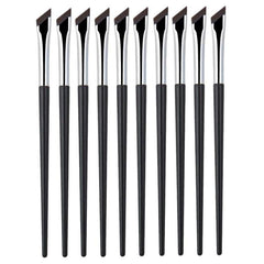 10pcs Angled Ultra-Fine Eyeliner Brush Aegyo-Sal Detail Makeup Brush, Sickle Black, Sickle Brown, Blade