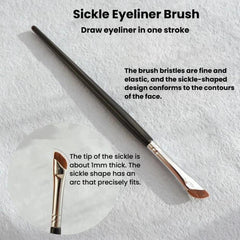 10pcs Angled Ultra-Fine Eyeliner Brush Aegyo-Sal Detail Makeup Brush, Sickle Black, Sickle Brown, Blade