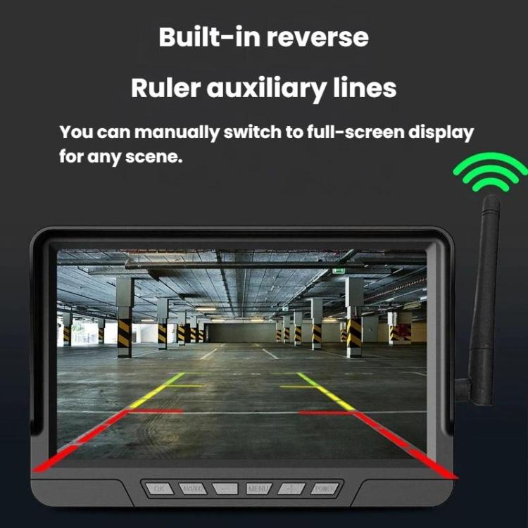 Q12 7 Inch Car HD Infrared Night Vision Wireless Recorder No-Wiring Backup Camera Monitor, One, Two, Three, Four