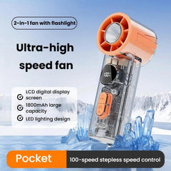 S8 High-Speed Ice Cooling Fan Digital Display Quiet Handheld Fan