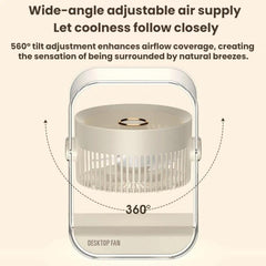 USB Rechargeable Desktop High-Power Fan With Night Light