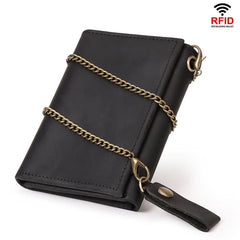 HUMERPAUL BP666 Men Leather Anti-Skimming Wallet Vintage Coin Purse Tri-fold Casual Card Holder