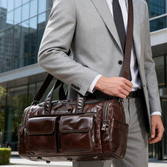 HUMERPAUL MH484 Men Leather Business Travel Bag Large Capacity Carry Bag, MH484
